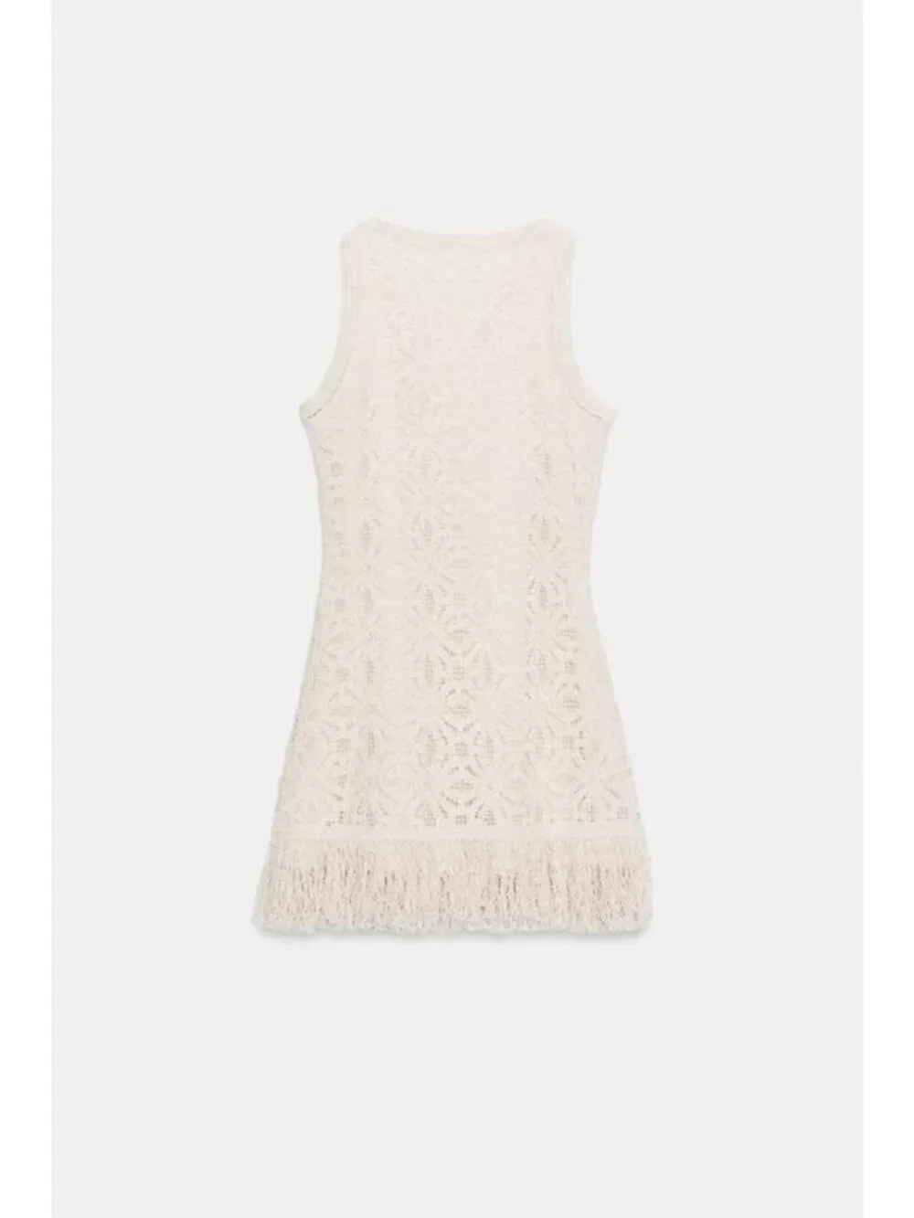 ZARA FRINGED CROCHET SHORT DRESS - Picture 8 of 9